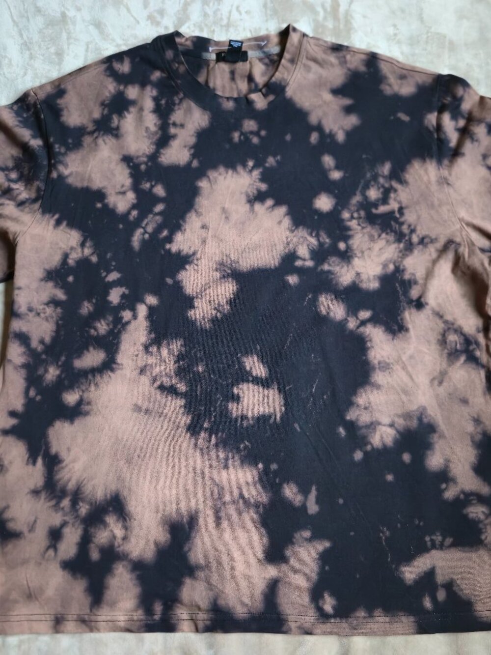 Forever 21 Men's XL Bleach Tie Dye Acid Wash Boxy T-Shirt Black Tan Brown